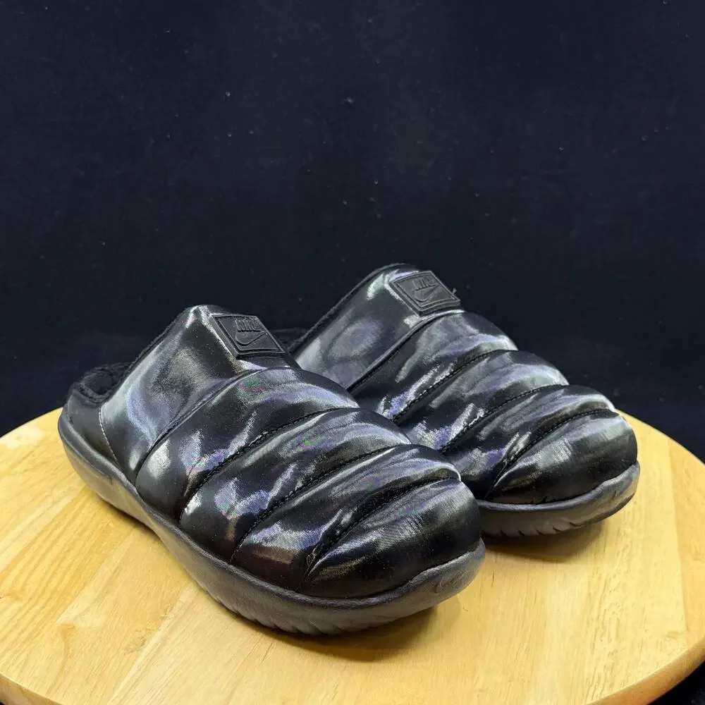 Nike Women's Burrow SE NA Triple Black Puffer Slippers Slides FZ7940-002 Size 6 - Picture 4 of 9